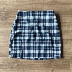 Plaid Mini Skirt in Navy and White